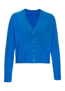 Lascana Damen Strickjacke, blau, modisch, Gr. 32, unifarben, Strick, Obermaterial: 100% Kaschmir, Strickjacken, weiche Kaschmirstrickjacke mit
