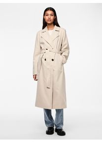 Pieces Damen Trenchcoat "PCSCARLETT LS TRENCHCOAT NOOS", bunt, casual, Gr. L, unifarben, Web, Obermaterial: 100% Polyester, Mäntel