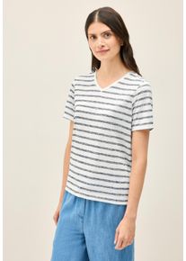 Cecil Damen T-Shirturban navy blau, casual, Gr. XL, gestreift, Stoff, 55% Polyester, 45% Viskose, Shirts, aus elastischem Materialmix