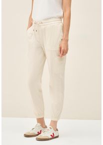 Cecil Damen Jogger Pants, beige, casual, Gr. M, gestreift, Web, 71% Baumwolle, 25% Polyamid, 4% Elasthan, Hosen, Middle Waist