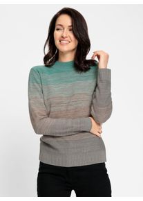 Classic Basics Damen Streifenpullover "Pullover", grün, Gr. 46, gemustert, mehrfarbig, bedruckt, 100% Polyacryl, Pullover