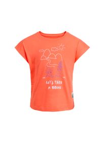 Jack Wolfskin Kinder T-Shirt "TAKE A BREAK T G", orange, casual, Gr. 116, Obermaterial: 100% Baumwolle, Shirts, für Mädchen mit einem süßen Aufdruck