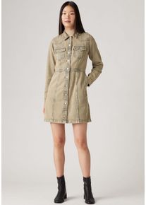 Levi's LEVI'S Damen Jeanskleid "FLYNN WESTERN CORE DRES", grün, casual, Gr. M, Denim/Jeans, Obermaterial: 77% Baumwolle, 23% Hanf, Kleider