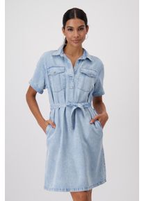 monari Damen Jeanskleid, blau, modisch, Gr. 42, unifarben, clean, Denim/Jeans, Obermaterial: 100% Lyocell, Kleider, mit Bindegürtel
