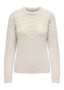Only Damen Rundhalspullover "ONLALPINA L/S LIFE O-NECK CC KNT", beige, modisch, Gr. S, unifarben, Strick, Obermaterial: 100% Polyester, Pullover