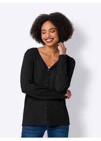 Heine Damen Kapuzenstrickjacke, schwarz, Gr. 48, meliert, unifarben, 50% Viskose, 28% Polyester, 22% Polyamid, Strickjacken