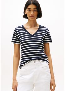Tommy Hilfiger Damen T-Shirt "CODY, Slim Fit", blau, casual, Gr. XS, gestreift, Jersey, Obermaterial: 100% Baumwolle, Shirts, mit V-Ausschnitt