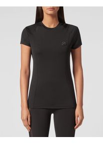 Plein Sport Damen T-Shirt "T-Shirt Rundhalsausschnitt", schwarz, Gr. M, Obermaterial: 95% Polyester, 5% Elasthan, Shirts