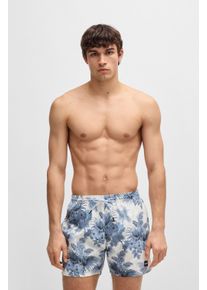 BOSS Herren Badeshorts "Piranha", blau, sportlich, Gr. M, Microfaser, Obermaterial: 100% Polyester, Badehosen, mit buntem Alloverdruck