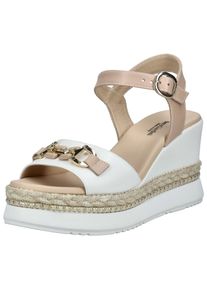 Nero Giardini Damen Keilsandalette "Nero Giardini Sandalen Leder", Gr. 37, weiß, Leder, casual, Schuhe