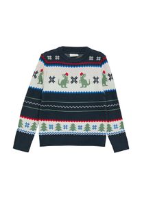 s.Oliver JUNIOR Jungen Rundhalspullover, blau, casual, Gr. 140, Intarsienmuster, meliert, Obermaterial: 52% Viskose, 28% Polyester, 20% Polyamid,
