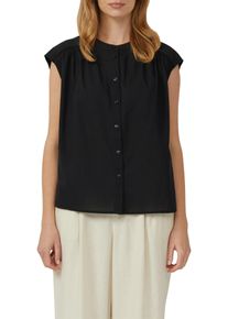 s.Oliver Damen Blusentop, schwarz, casual, Gr. 44, unifarben, Web, Obermaterial: 100% Baumwolle, Blusen, mit Spitzen Detail