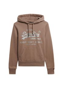 Superdry Damen Kapuzensweatshirt "EMBELLISHED VL RELAXED HOOD", grau, casual, Gr. XL, bedruckt, Sweatware, Obermaterial: 100% Baumwolle, Sweatshirts