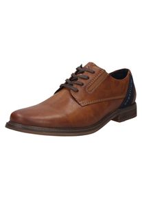Bugatti Herren Schnürschuh, Gr. 46, braun, Lederimitat, casual, Schuhe, Anzugschuh, Business Schnürschuh mit modischem Fersen-Flag