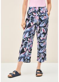 Cecil Damen Culotteurban dunkelblau, casual, Gr. L, bedruckt, Stoff, 100% Viskose, Hosen, High Waist