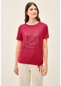 Cecil Damen T-Shirtglazed apple rot, casual, Gr. XS, unifarben, Web, Stoff, 50% Baumwolle, 50% Polyester, Shirts, im soften Baumwoll-Mix