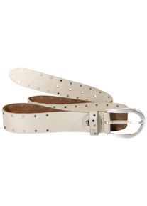 Silbergift Damen Nietengürtel, beige, casual,modisch, Gr. 95, unifarben, Rindsleder, Gürtel, mit silberfarbener Schließe