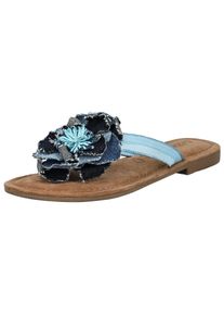 Lazamani Damen Zehentrenner "Lazamani Zehensteg Leder", Gr. 41, blau, Leder, casual, Schuhe