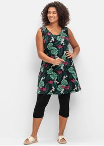 sheego Große Größen Shirt und Leggings im Set, schwarz-gemustert, Größe 48 - Damen