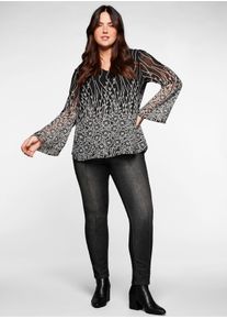 sheego Große Größen Tunika aus Chiffon, mit Untershirt, schwarz bedruckt, Größe 50 - Damen