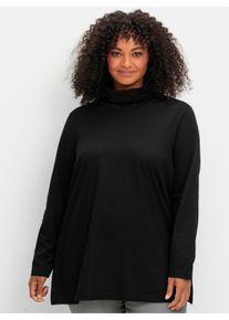 sheego Große Größen Rollkragenshirt, schwarz, Größe 40/42 - Damen
