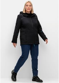 sheego Große Größen Skijacke aus Softshell, wasser- und windabweisend, schwarz, Größe 50 - Damen