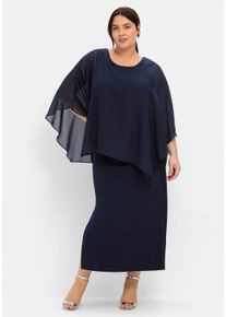 sheego Große Größen Abendkleid mit Fledermausärmeln, marine, Größe 54 - Damen