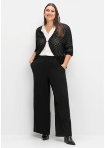 sheego Große Größen Hose mit High-Waist-Bund und weitem Bein, schwarz, Größe 58 - Damen