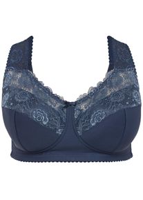 sheego Große Größen Bügelloser BH mit Spitze, wattierte Cups, Saphir, Größe 105F - Damen