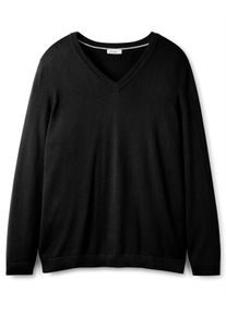 sheego Große Größen Feinstrickpullover mit V-Ausschnitt, schwarz, Größe 44/46 - Damen