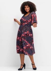 sheego by Joe Browns sheego Große Größen Blumenkleid aus weicher Mesh-Qualität, blau gemustert, Größe 42 - Damen