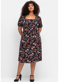sheego by Joe Browns sheego Große Größen Jerseykleid mit farbenfrohem Alloverprint, nachtblau-gemustert, Größe 50 - Damen