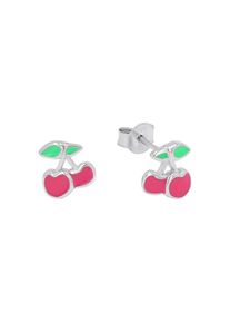 Kinder Paar Ohrstecker "Kirschen-Design, 2039766", Silber 925 (Sterlingsilber)silberfarben, pink, grün, Prinzessin Lillifee, Silber 925