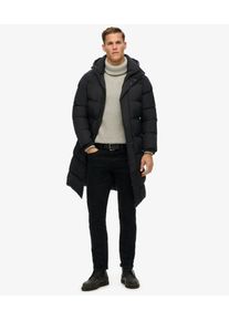 Superdry Herren Logo Patch Lange Steppjacke Mit Kapuze, Schwarz - Gr&ouml;&szlig;e: XL 102020200059302A004