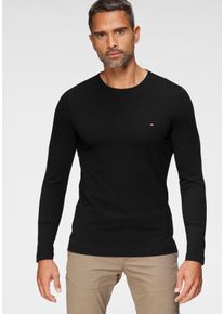 Tommy Hilfiger Herren Langarmshirt "STRETCH SLIM FIT LONG SLEEVE", schwarz, casual, Gr. XXXL, unifarben, bestickt, Single Jersey, Obermaterial: 96%