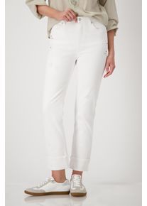monari Damen Straight-Jeans, beige, modisch, Gr. 46, unifarben, Denim/Jeans, Obermaterial: 98% Baumwolle, 2% Elasthan, Jeans, mit Glitzersteinchen