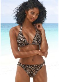 Lascana Damen Triangel-Bikini "Zaba", schwarz, Gr. 36, Recycling-Polyamid, Bikini-Sets, Goldfarbene Zieraccessoires an Top und Hose