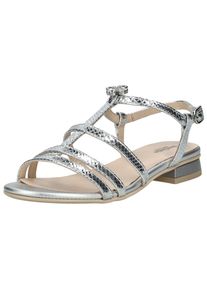Nero Giardini Damen Riemchensandale "Nero Giardini Sandalen Leder", Gr. 38, silber, Leder, casual, Schuhe
