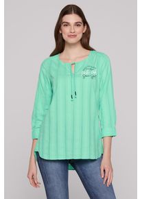 SOCCX Damen Schlupfbluse, grün, casual, Gr. L, Strukturmuster, bedruckt, Material: 100% Baumwolle, Blusen, mit Rückenpasse