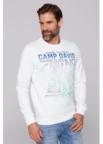 CAMP DAVID Herren Sweater, weiß, casual, Gr. 4XL, bedruckt, Material: 65% Baumwolle, 35% Polyester, Sweatshirts, mit weicher Innenseite