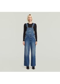 G-Star Raw G-STAR Damen Latzhose "Straight Leg Dungaree"faded sakarya, casual, Gr. L, Denim/Jeans, Obermaterial: 100% Baumwolle, Hosen, mit Knöpfen an den Seiten