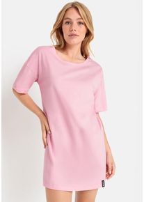 LSCN BY LASCANA Sleepshirt pink Gr. 32/34 für Damen. Rundhals und Badge, Print, Allover-Druck. Loose Fit. Nachhaltig.