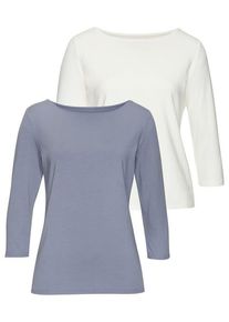 Lascana 3/4-Arm-Shirt mehrfarbig Gr. 32/34 für Damen. Mit U-Boot-Ausschnitt. Bequem. Nachhaltig.