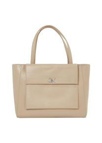 Calvin Klein Damen Shopper "CK MEDIUM SHOPPER W/POCKET", beige, Polyester, Lederimitat, unifarben, Taschen, Henkeltasche, große Umhängetasche mit