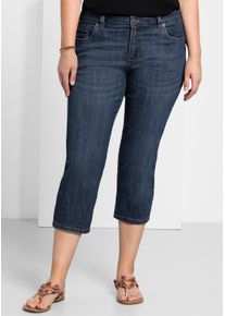 sheego Große Größen Caprijeans mit Krempelfunktion, dark blue denim, Größe 46 - Damen