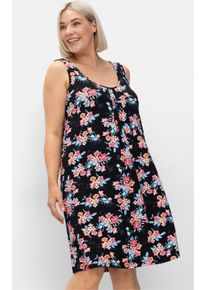 sheego Große Größen Strandkleid mit Grafikprint, schwarz-bunt, Größe 42 - Damen