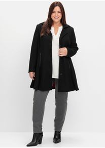 sheego Große Größen Kurzmantel in ausgestellter Form, schwarz, Größe 52 - Damen