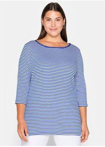 sheego Große Größen Ringelshirt mit 3/4-Arm, royalblau, Größe 48/50 - Damen