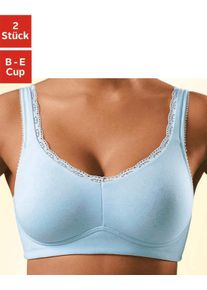 sheego Große Größen Soft-BH, hellblau+weiß, Größe 75B - Damen