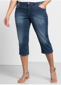 sheego Große Größen Caprijeans mit Used-Effekten, blue denim, Größe 48 - Damen